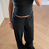 Loungewear Bukser i Pointelle - Sort - ByStenholt.dk