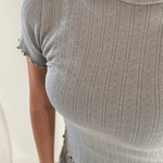 Loungewear T-shirt i Pointelle - Grå - ByStenholt.dk