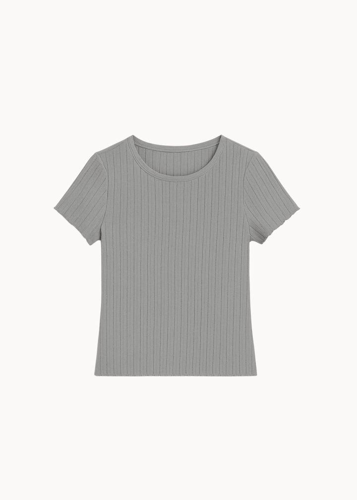 Loungewear T-shirt i Pointelle - Grå - ByStenholt.dk