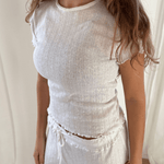 Loungewear T-shirt i Pointelle - Hvid - ByStenholt.dk