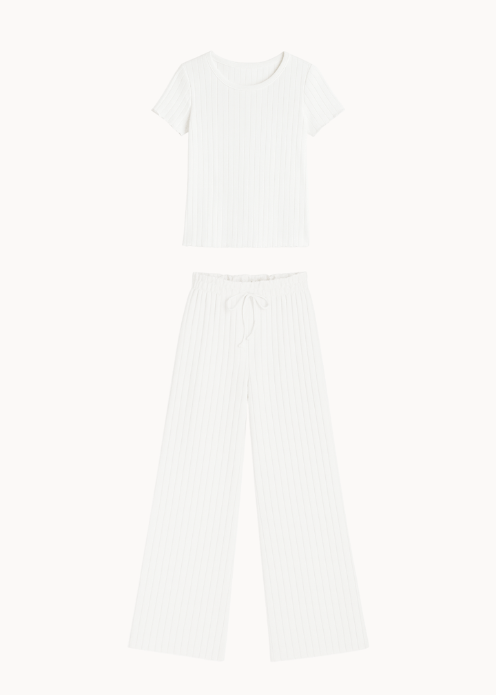 Loungewear T-shirt Sæt - Hvid - ByStenholt.dk