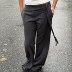 Low Waist Bukser med Spænde - Grå - ByStenholt.dk