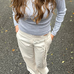 Low Waist Bukser med Spænde - Hvid - ByStenholt.dk