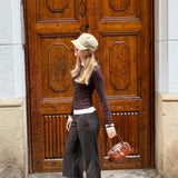 Low Waist Capribukser - Mørkebrun - ByStenholt.dk