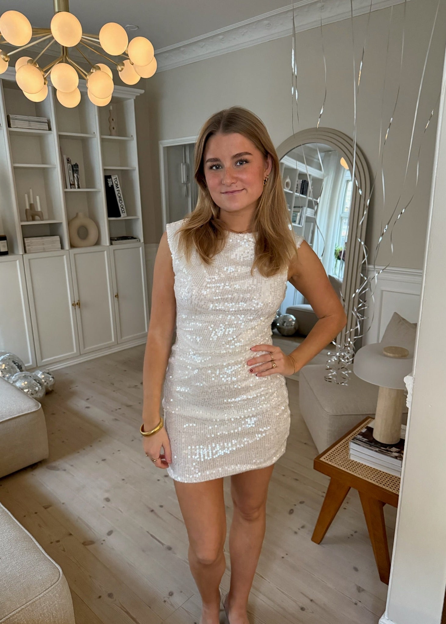 Luna Paillet Mini Kjole - Hvid - ByStenholt.dk