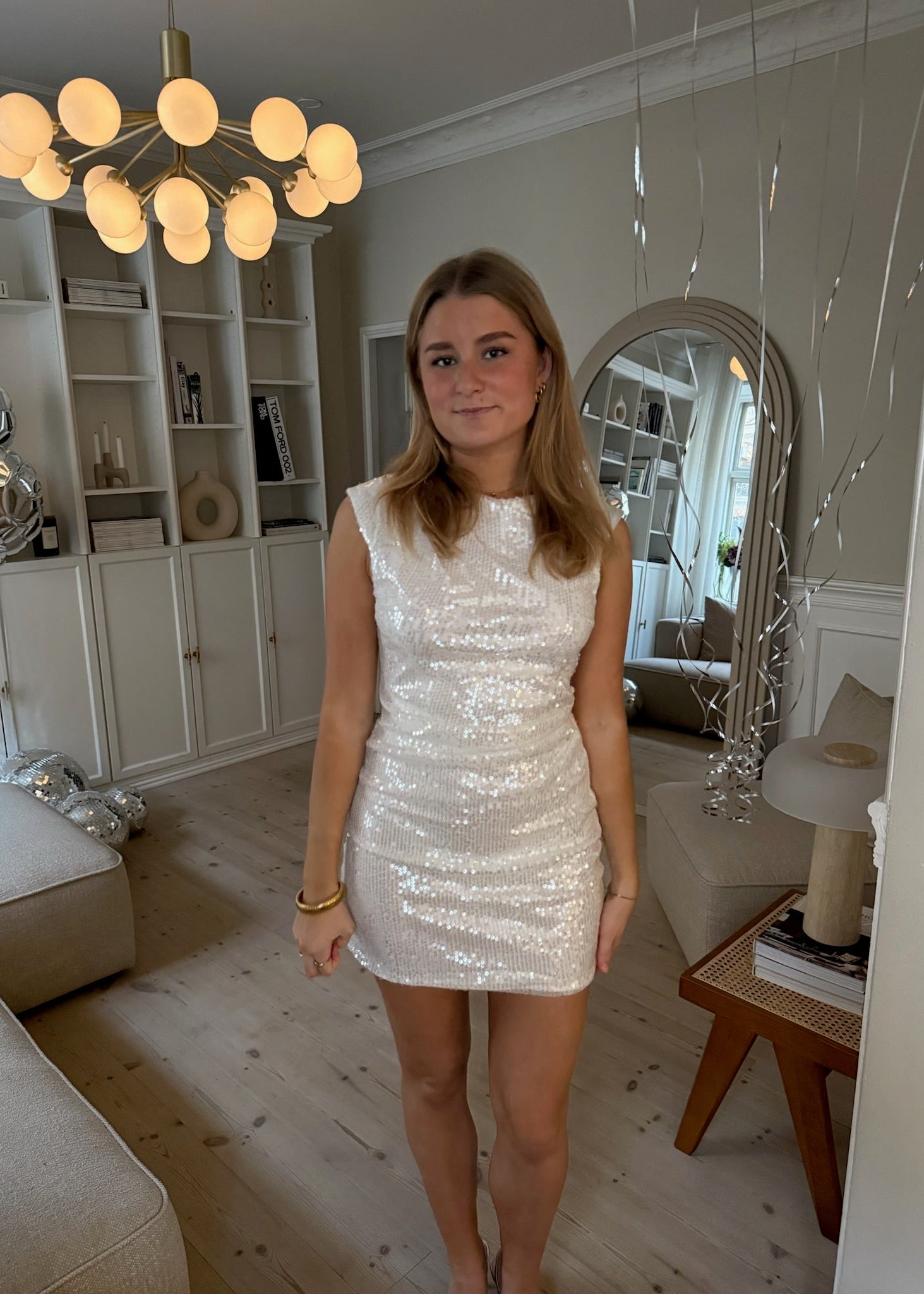 Luna Paillet Mini Kjole - Hvid - ByStenholt.dk