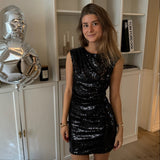 Luna Paillet Mini Kjole - Sort - ByStenholt.dk