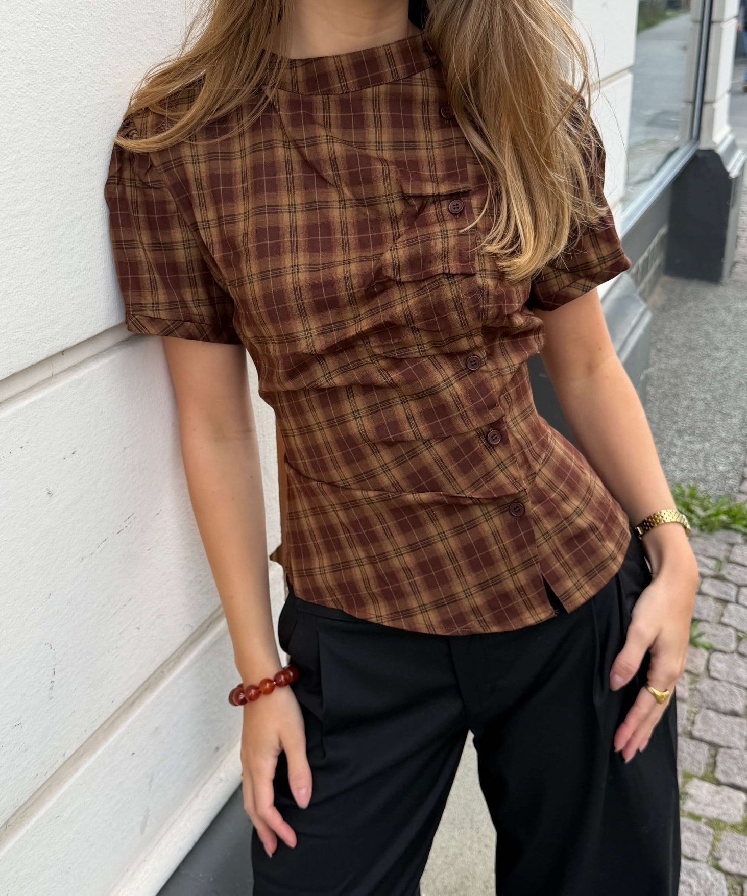 Maggie Ternet Top - Brun - ByStenholt.dk