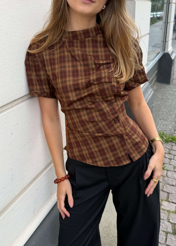 Maggie Ternet Top - Brun - ByStenholt.dk