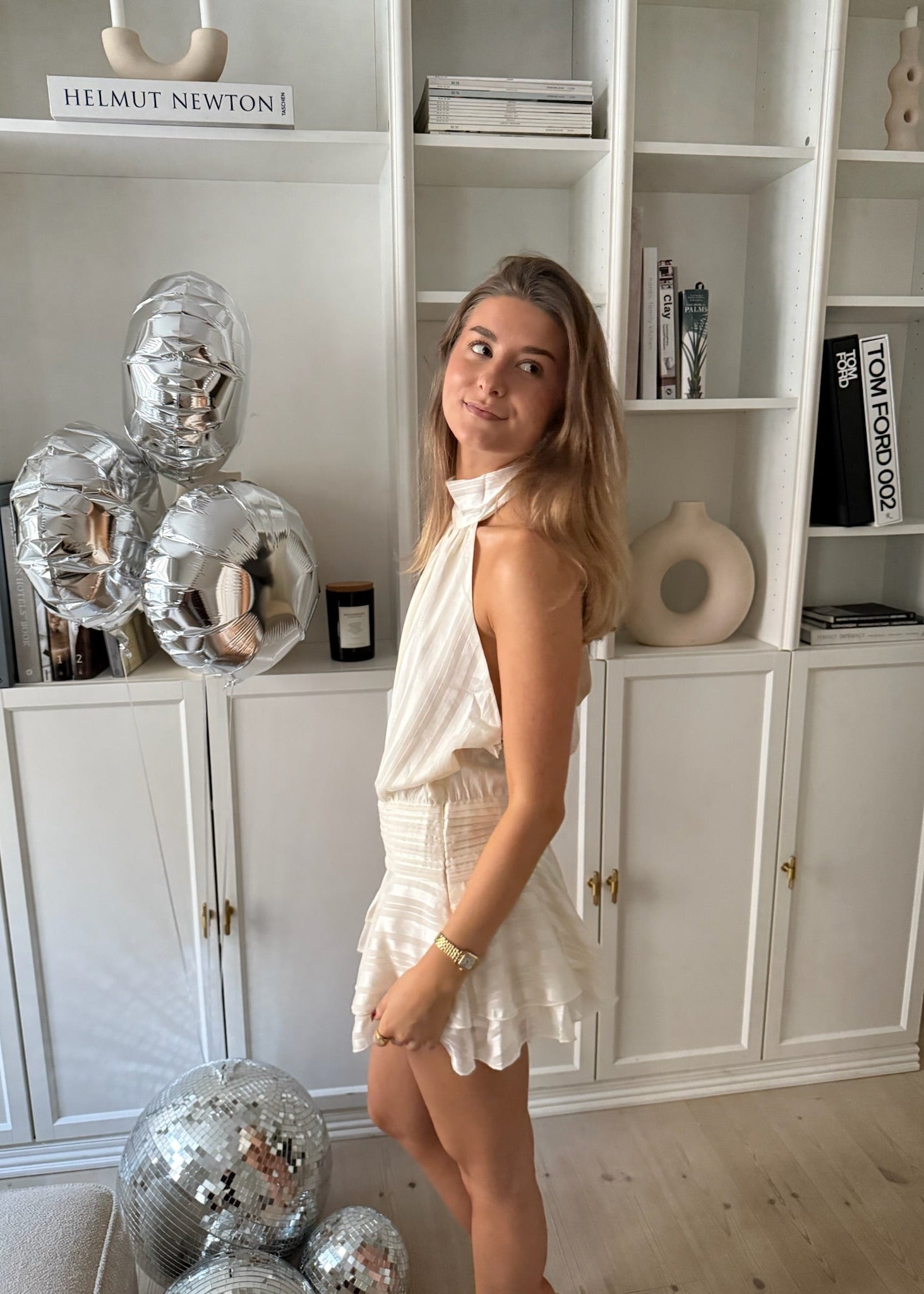 Nora Flair Mini Kjole - Creme - ByStenholt.dk