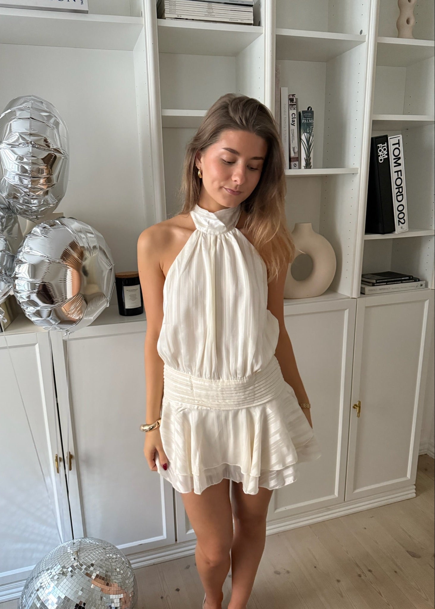 Nora Flair Mini Kjole - Creme - ByStenholt.dk