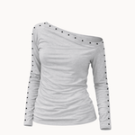 Nova Bluse med Nitter - Grå - ByStenholt.dk