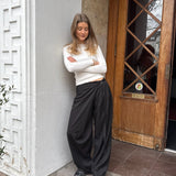 Nula Bukser med Crossover og spænde - Sort - ByStenholt.dk