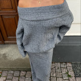 Off Shoulder Strik Sæt - Grå - ByStenholt.dk