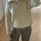 Olivia Half Zip Strik - Creme - ByStenholt.dk