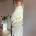 Olivia Half Zip Strik - Creme - ByStenholt.dk