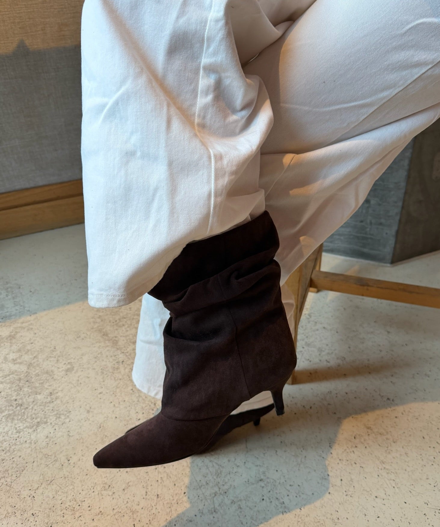 Pleated Ruskind Ankelstøvler - Brun - ByStenholt.dk