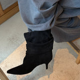 Pleated Ruskind Ankelstøvler - Sort - ByStenholt.dk