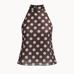 Polka Halterneck Top - Mørkebrun - ByStenholt.dk