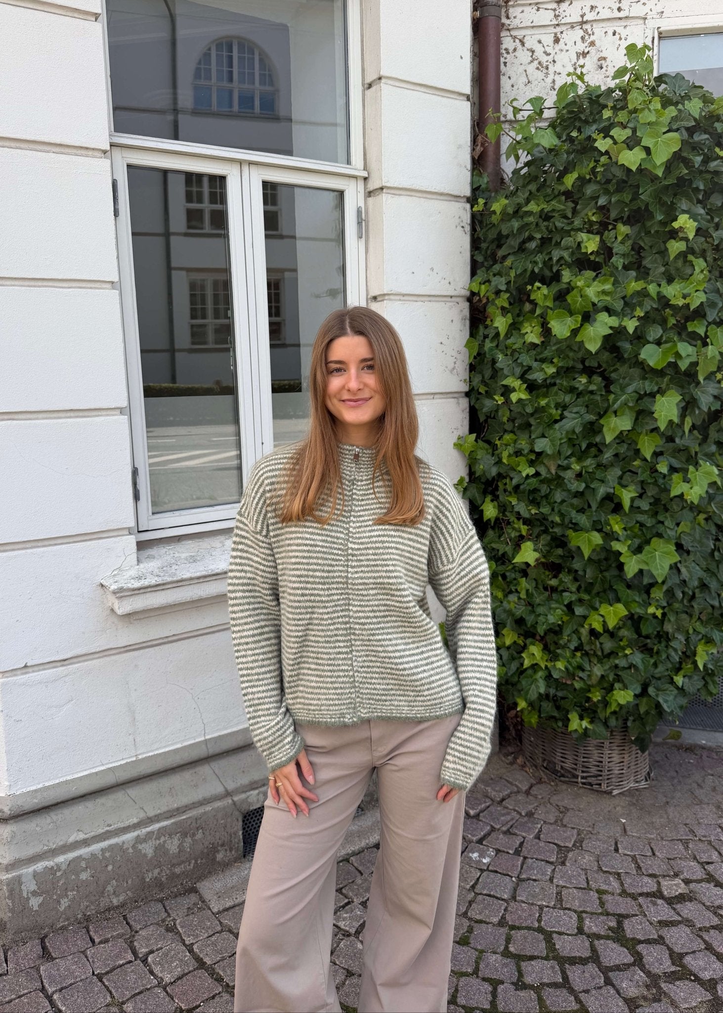 Ronja Zip Cardigan - Khaki - ByStenholt.dk