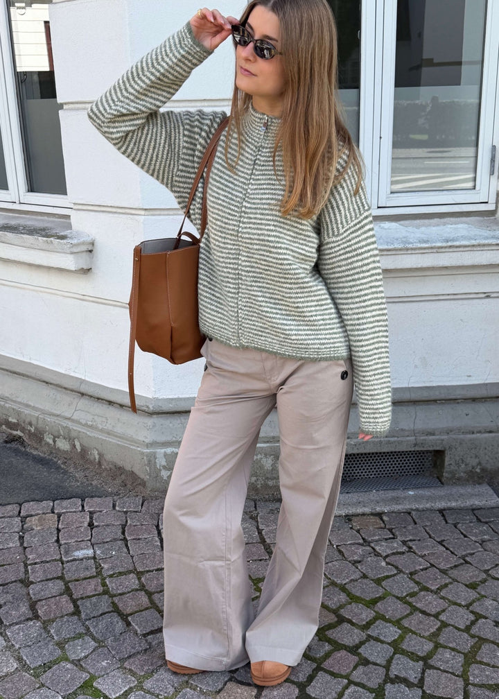 Ronja Zip Cardigan - Khaki - ByStenholt.dk
