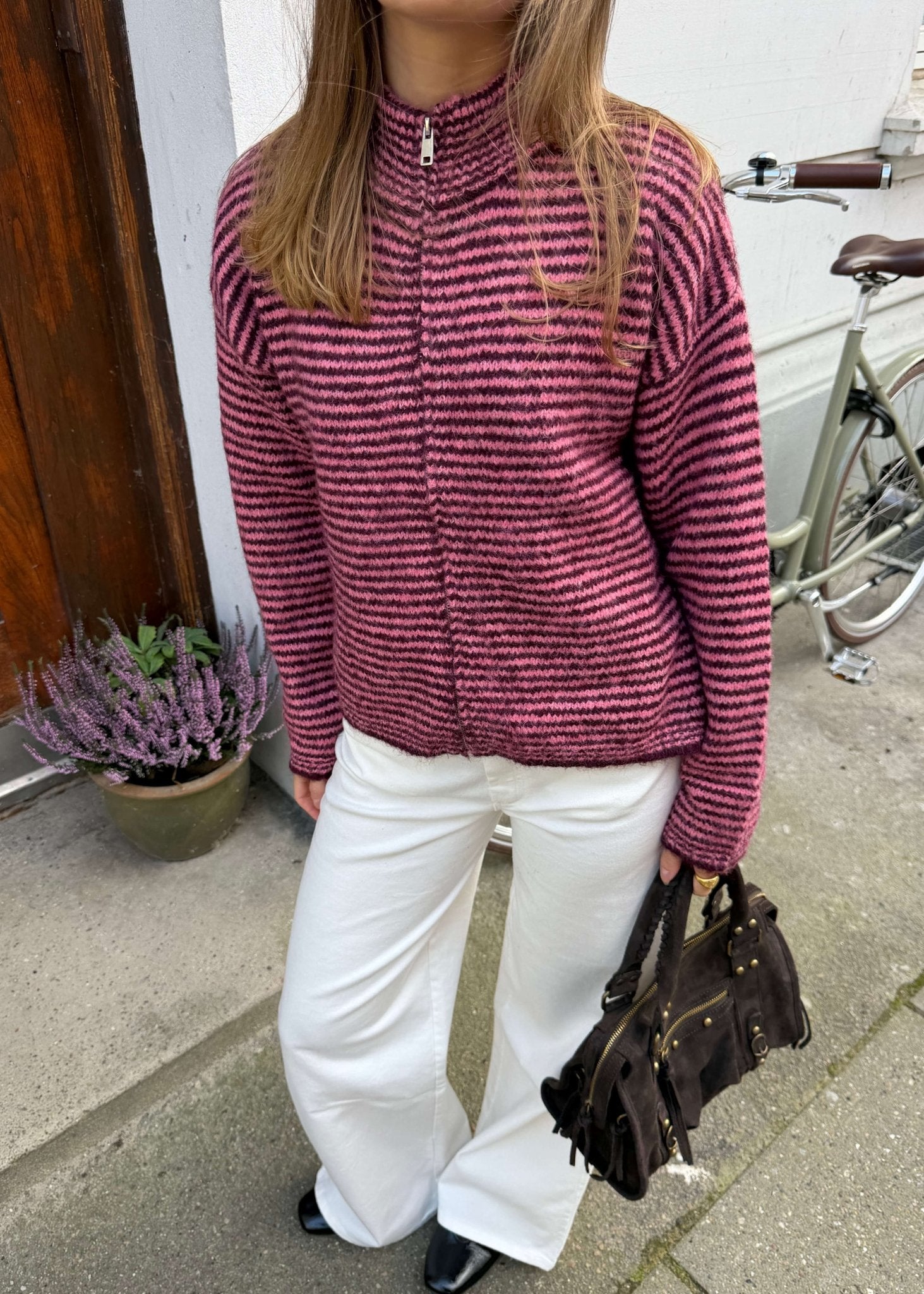 Ronja Zip Cardigan - Lyserød - ByStenholt.dk