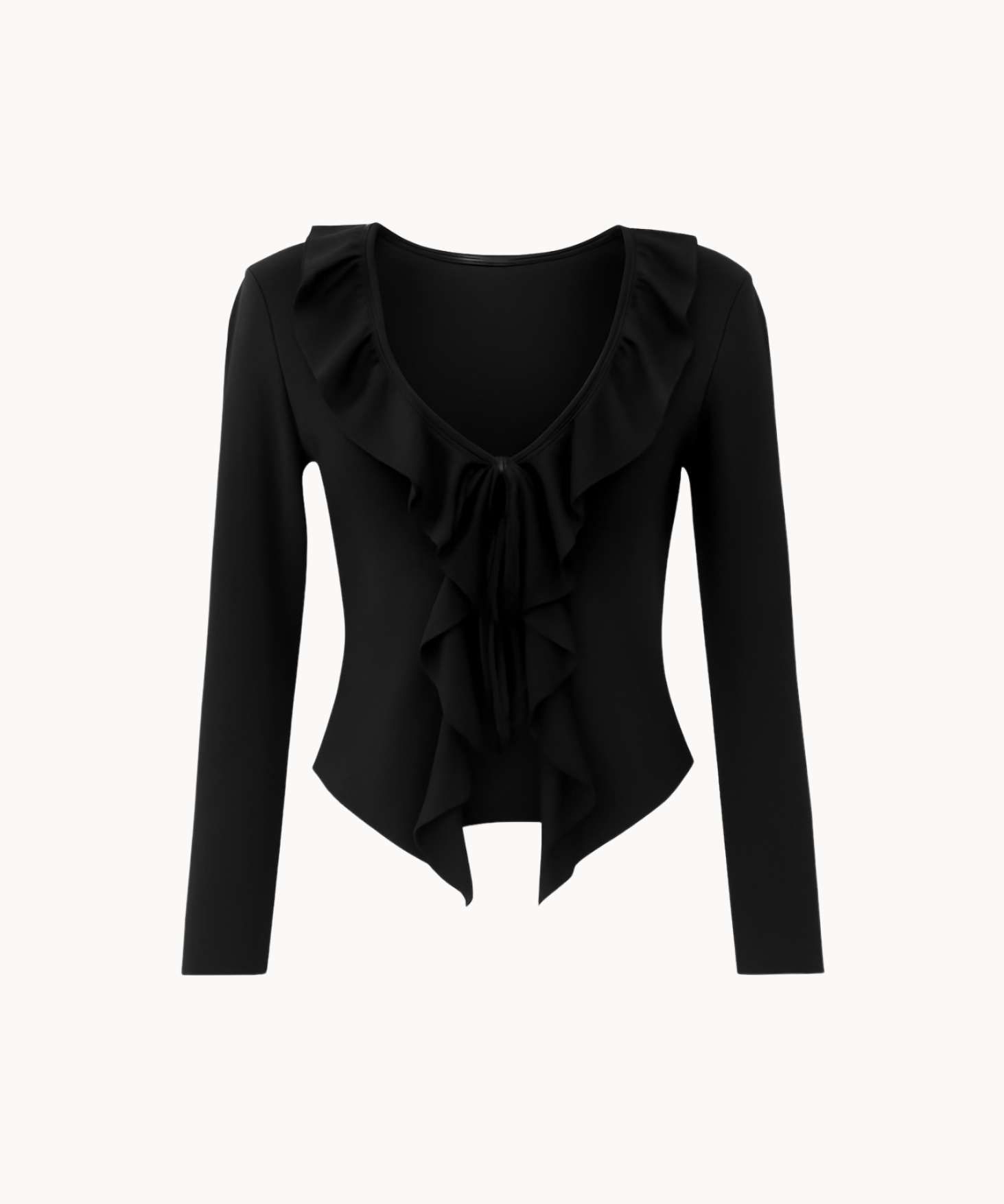 Ruffle Tie Bluse - Sort - ByStenholt.dk