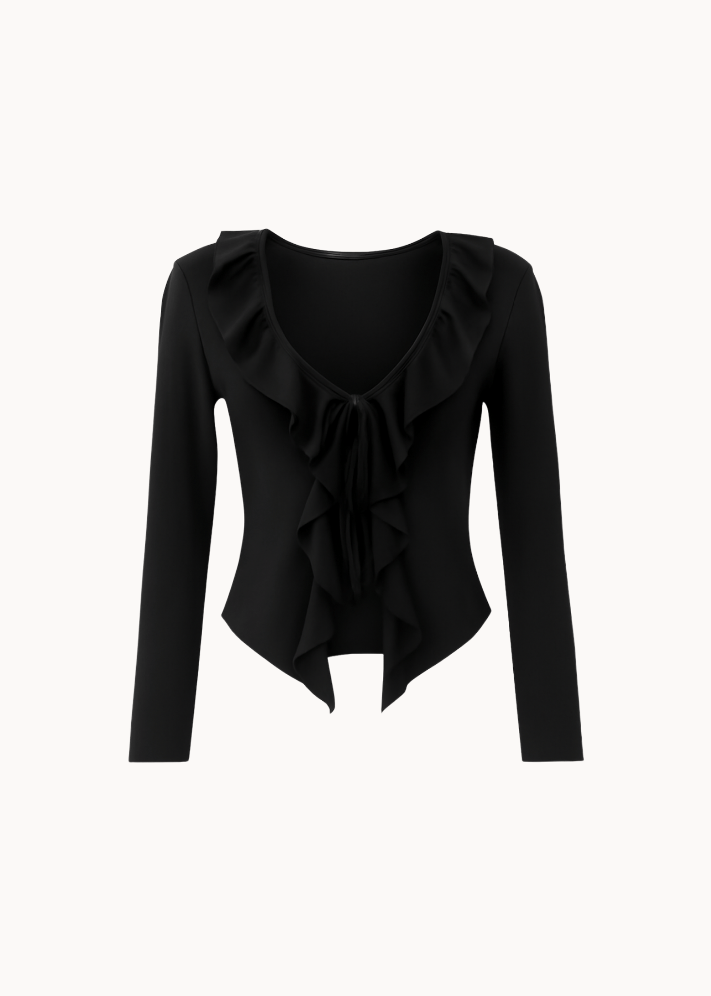 Ruffle Tie Bluse - Sort - ByStenholt.dk