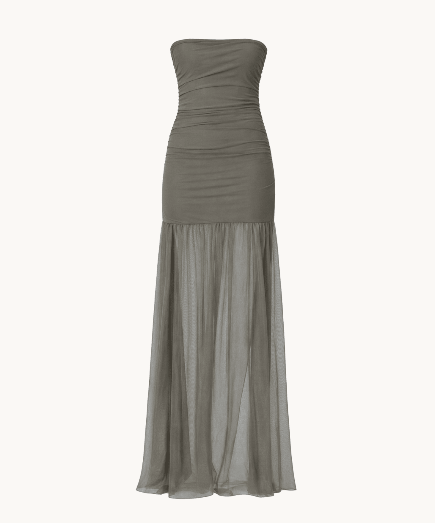 Sarah Mesh Maxi Kjole - Khaki - ByStenholt.dk