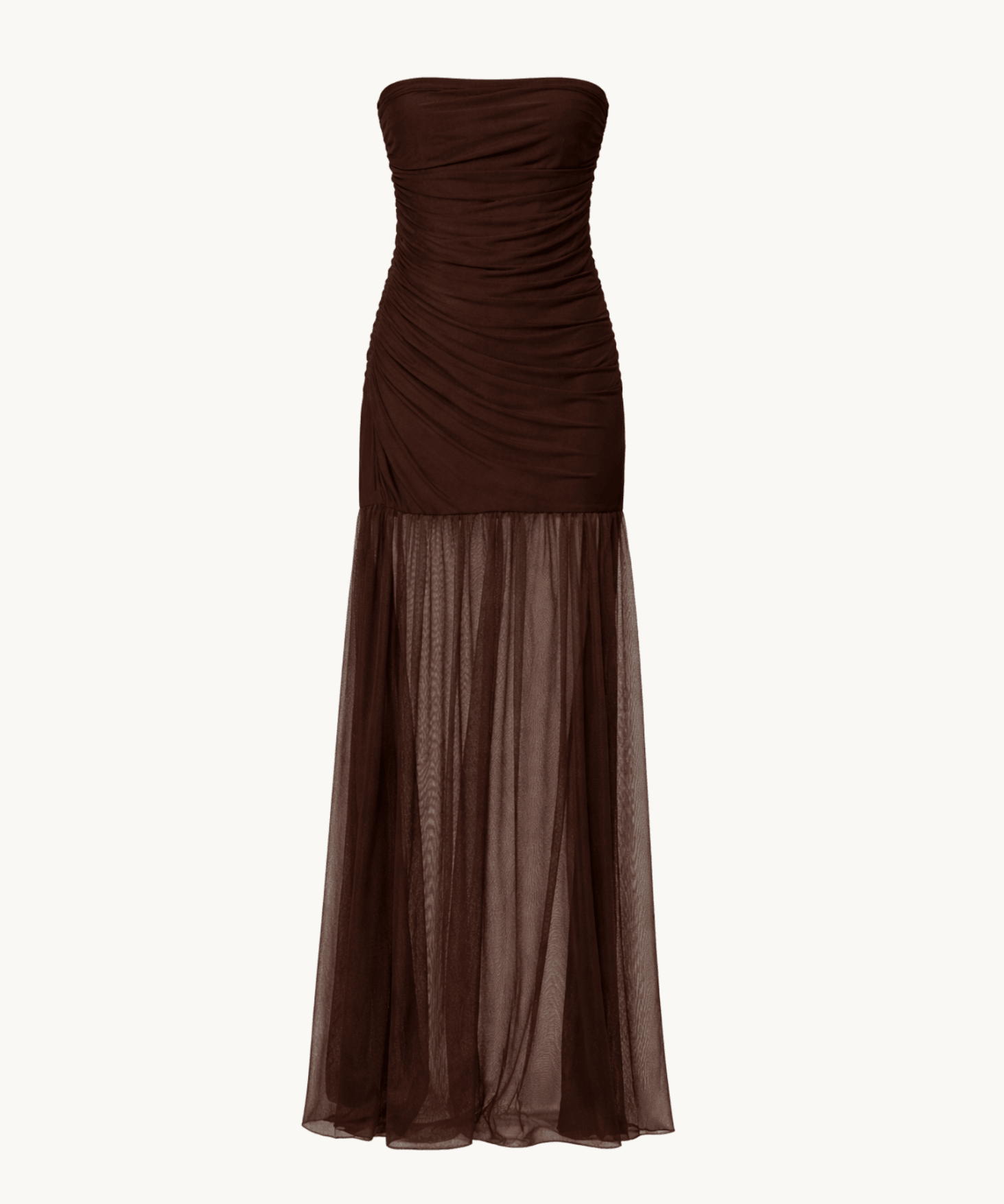 Sarah Mesh Maxi Kjole - Mørkebrun - ByStenholt.dk