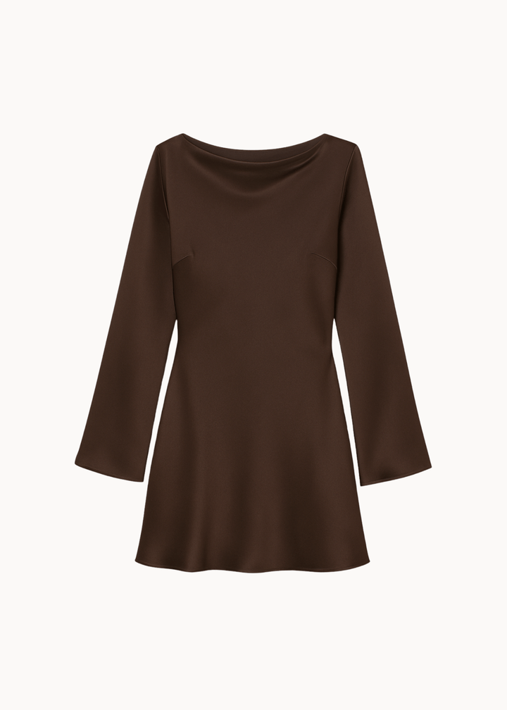 Satin Kjole - Brun - ByStenholt.dk