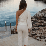 Satin One Shoulder Bluse - Creme - ByStenholt.dk