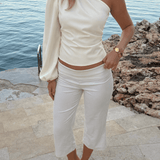 Satin One Shoulder Bluse - Creme - ByStenholt.dk