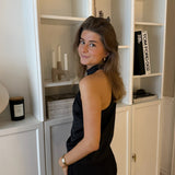 Satin One Shoulder Bluse - Sort - ByStenholt.dk