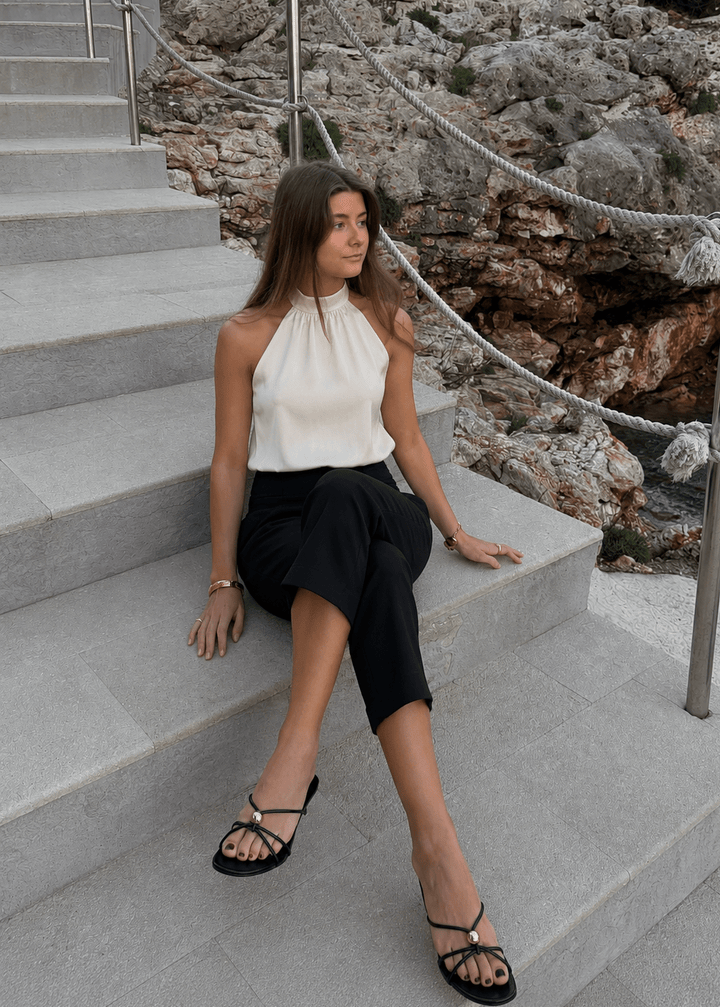 Satin Top med Åben Ryg - Creme - ByStenholt.dk
