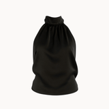 Satin Top med Åben Ryg - Sort - ByStenholt.dk