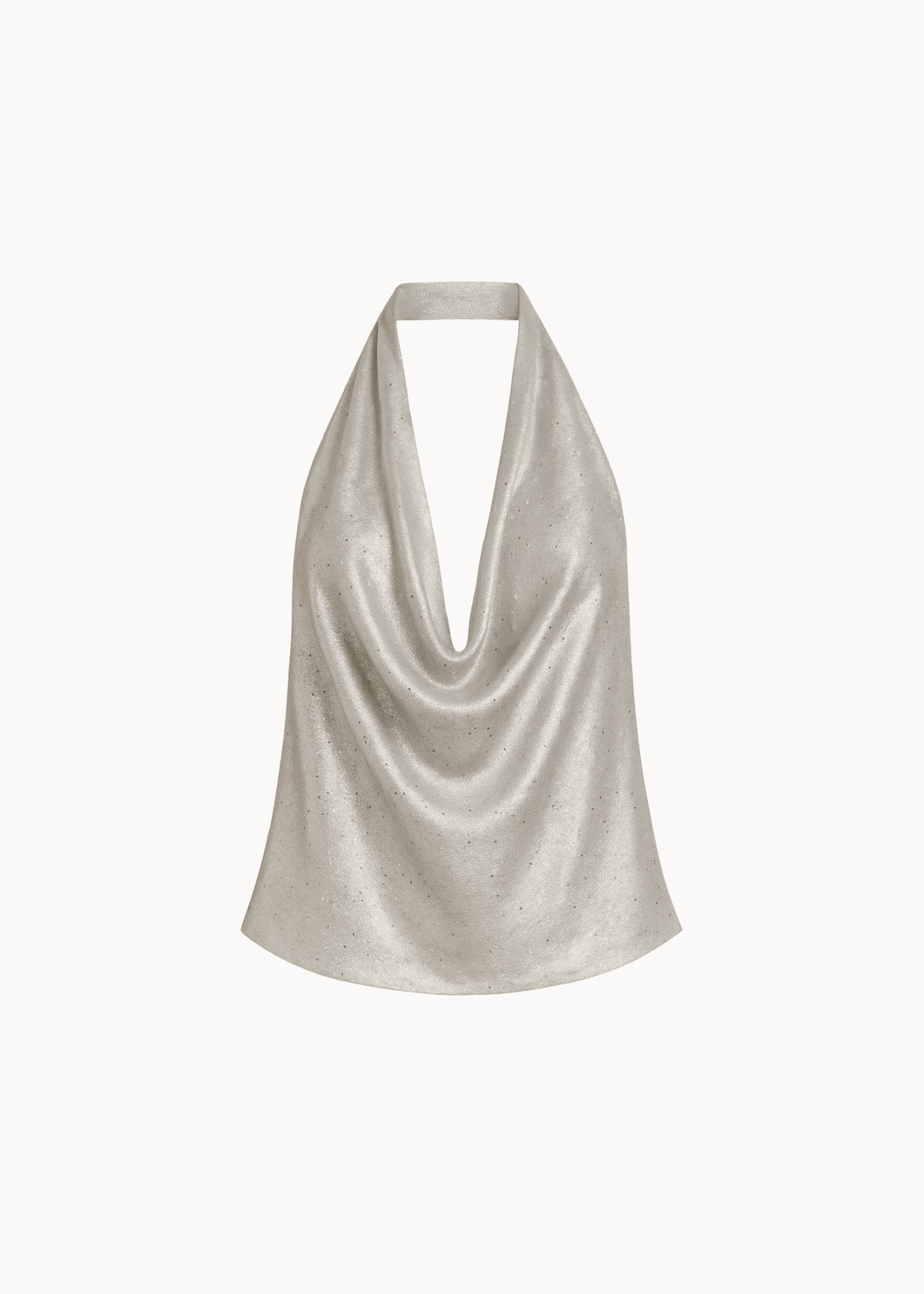 Serena Metallic Halterneck Top - Beige - ByStenholt.dk