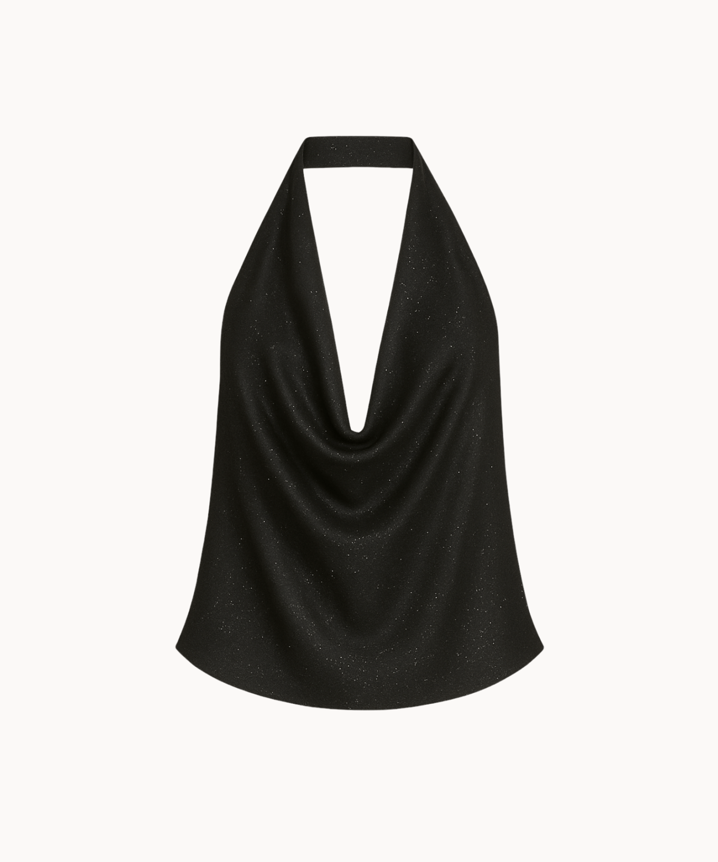 Serena Metallic Halterneck Top - Sort - ByStenholt.dk