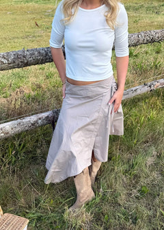 Skandi Asymmetrisk Nederdel - Beige - ByStenholt.dk