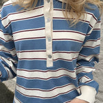 Stribet Langærmet Polo - Blå - ByStenholt.dk