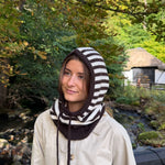Strikket Balaclava - Stribet Mørkebrun - ByStenholt.dk
