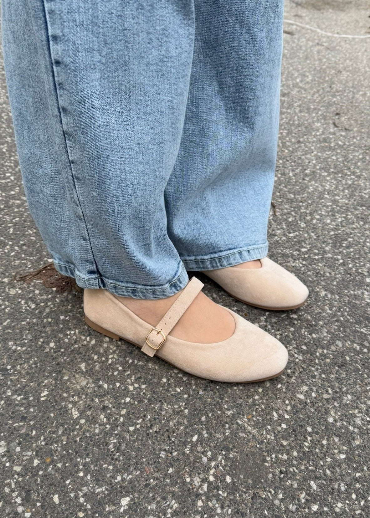 Suede Ballerina - Beige - ByStenholt.dk