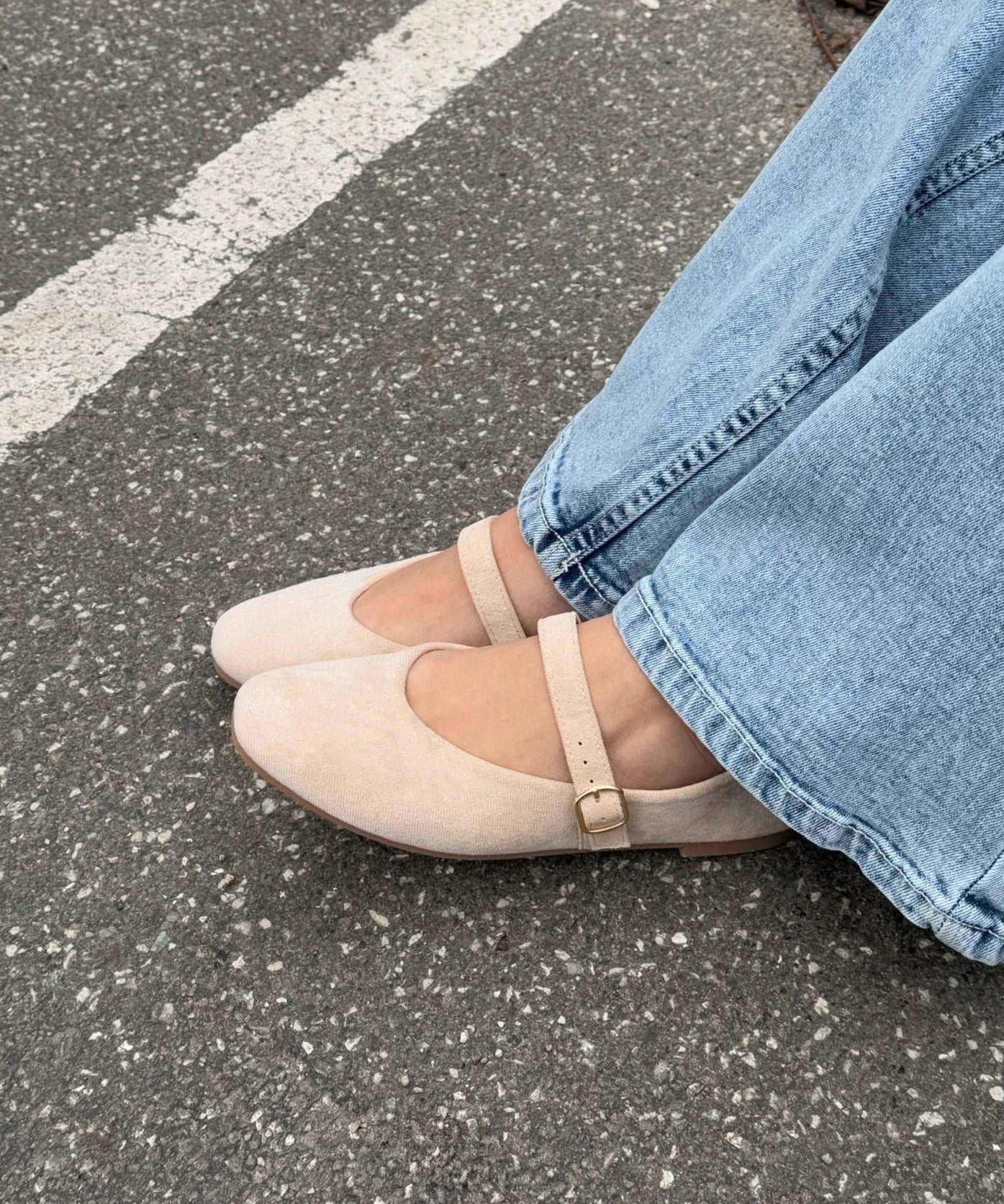 Suede Ballerina - Beige - ByStenholt.dk