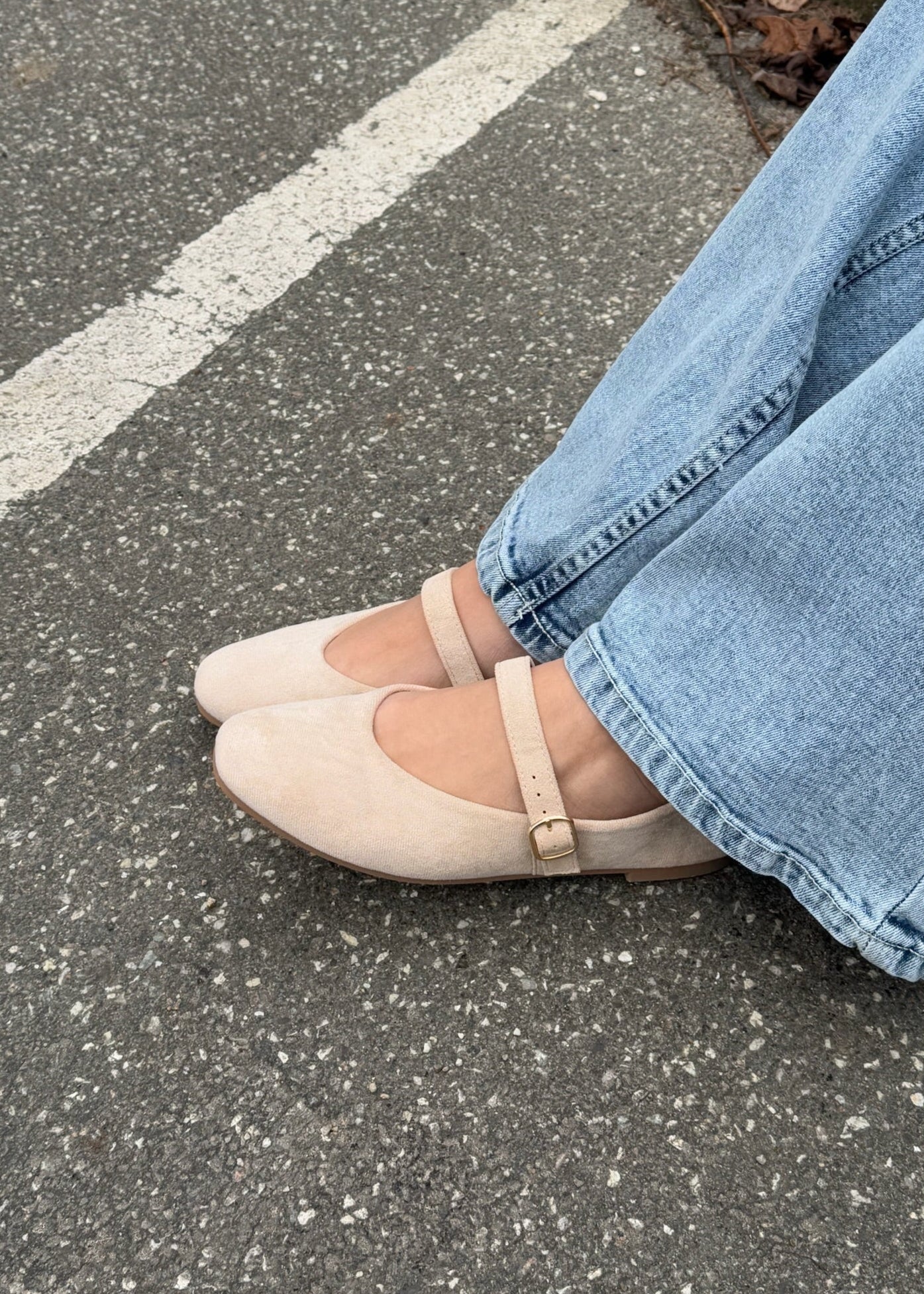 Suede Ballerina - Beige - ByStenholt.dk