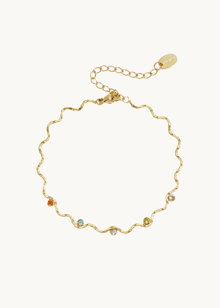 Wavy Stone Armbånd - Guldbelagt/farve - ByStenholt.dk