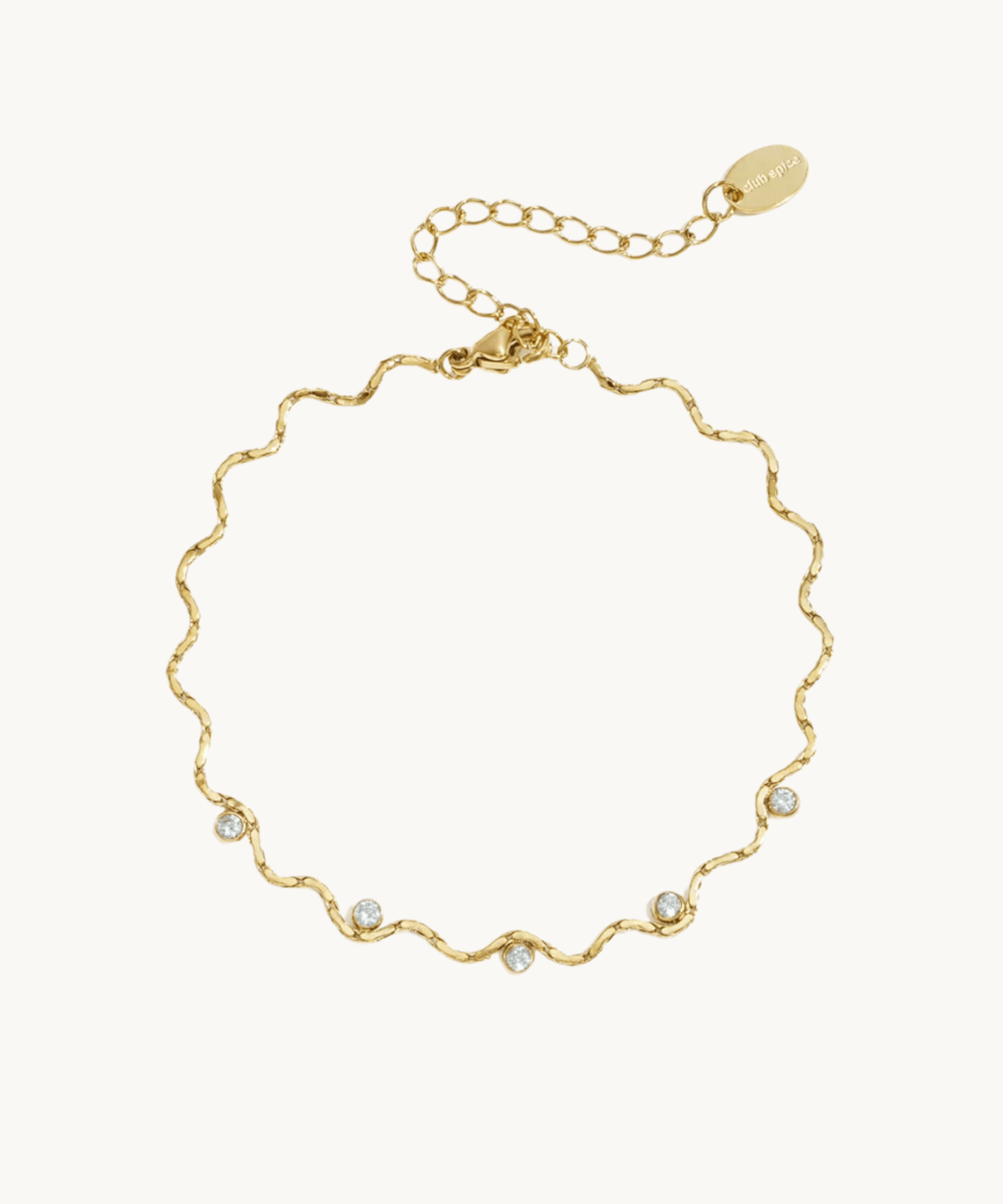 Wavy Stone Armbånd - Guldbelagt/hvid - ByStenholt.dk