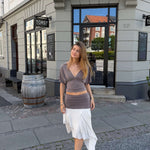 Zenia Top + Aia Nederdel Sæt - Taupe/Creme - ByStenholt.dk
