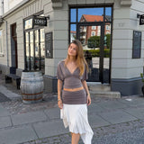 Zenia Top + Aia Nederdel Sæt - Taupe/Creme - ByStenholt.dk