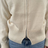 Zip Strik Cardigan - Creme