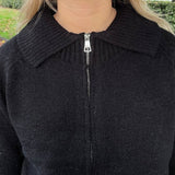 Zip Strik Cardigan - Sort